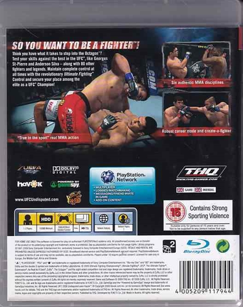 UFC 2009 Undisputed - PS3 (B Grade) (Genbrug)